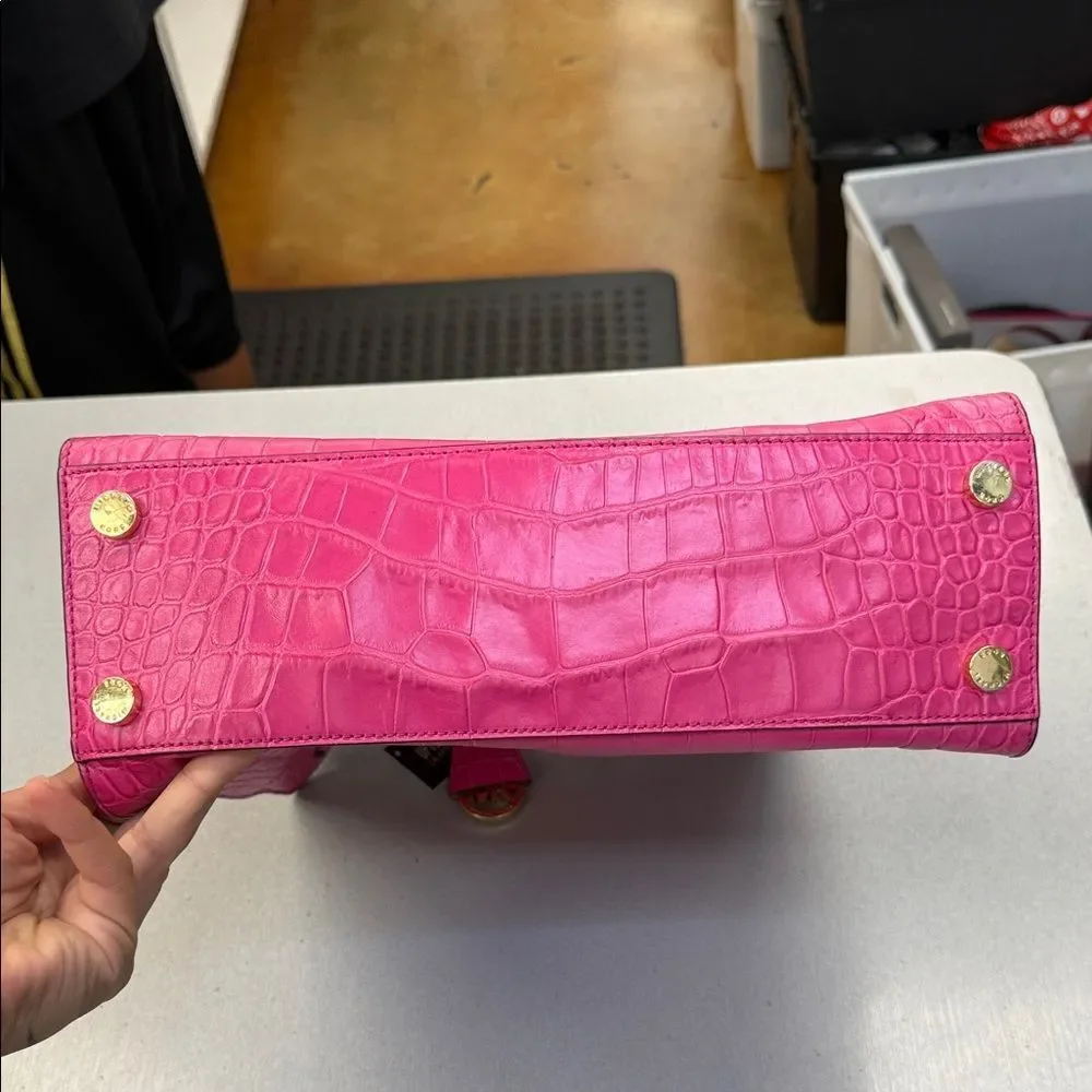Michael Kors pink Crocodile-Embossed Satchel Dillon bag